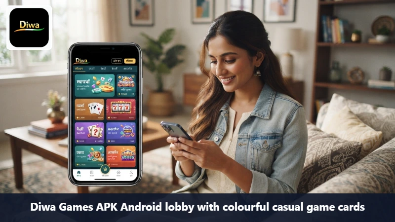 Diwa Games APK Android lobby with colourful casual game cards
