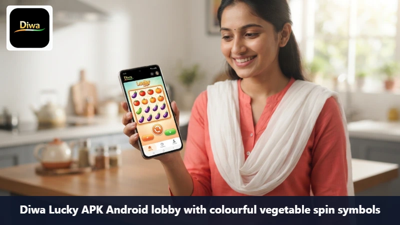 Diwa Lucky APK Android lobby with colourful vegetable spin symbols